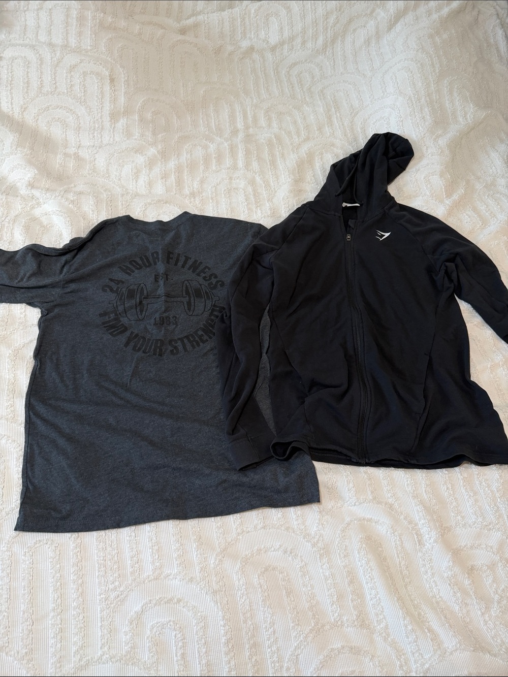 Gymshark Kids Black Hoodie and Charcoal Grey Tee Set